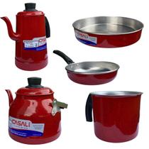 Conjunto Chaleira Bule Fervedor Frigideira Boleira Casali kit 5 peças Conjunto Chaleira Bule Fervedor Frigideira Boleira Casali kit 5 peças