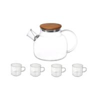 Conjunto Chaleira de Vidro com 4 Xícaras N2445345 - Quanhe