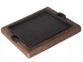 Conjunto Chapa De Ferro 24X24Cm Com Sup. De Madeira 6947