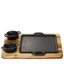 Conjunto Chapa Ferro 22x22CM c/Molheira e Suporte Madeira - SANTANA