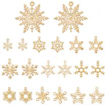 Conjunto Charm SUNNYCLUE de 20 unidades de flocos de neve banhados a ouro 18K Conjunto Charm SUNNYCLUE de 20 unidades de flocos de neve banhados a ouro 18K