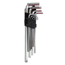 Conjunto Chave Allen Hexagonal 9 Peças Case Plástico Grande