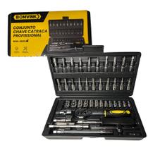 Conjunto Chave Catraca Kit 46 Pcs 1/4 Conjunto Soquete