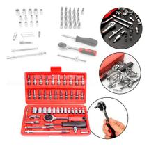 Conjunto Chave Catraca Profissional 46 Peças Jogo de Soquetes Completo