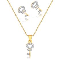 Conjunto Chave Cristal Folheado Ouro Zircônia Conjunto Chave Cristal Folheado Ouro Zircônia