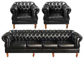 Conjunto Chesterfield Duquesa Sofá 4 Lugares + 2 Poltronas Retrô Vintage Conjunto Chesterfield Duquesa Sofá 4 Lugares + 2 Poltronas Retrô Vintage