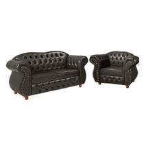 Conjunto Chesterfield Merlo 1 Namoradeira + 1 poltrona Corano Café/ decoração, recepção, sala tv estar Conjunto Chesterfield Merlo 1 Namoradeira + 1 poltrona Corano Café/ decoração, recepção, sala tv estar