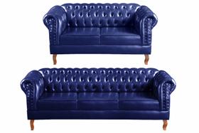 Conjunto Chesterfield Sofá Dom Pedro 2 e 3 Lugares Capitonê Vintage