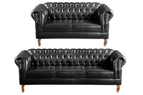 Conjunto Chesterfield Sofá Dom Pedro 2 e 3 Lugares Capitonê Vintage Conjunto Chesterfield Sofá Dom Pedro 2 e 3 Lugares Capitonê Vintage