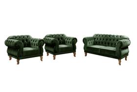 Conjunto Chesterfield Sofá Duquesa 2 lugares + Poltronas Decoração Vintage Colonial