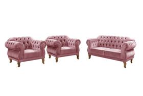 Conjunto Chesterfield Sofá Duquesa 2 lugares Poltronas Decoração Vintage Colonial