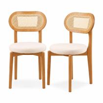 Conjunto Chloe 2 Cadeiras de Jantar Encosto Ratan Madeira Madesala