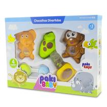 Conjunto Chocalho Animais 4 Peças Bebê 1500 Paki Toys