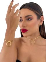 Conjunto Choker Aro Angel + Bracelete Folheado Ouro 18k Conjunto Choker Aro Angel + Bracelete Folheado Ouro 18k