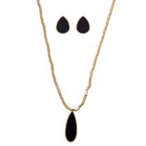 Conjunto Choker + Brinco Gota Preta Banhada a Ouro 18K Canutilho