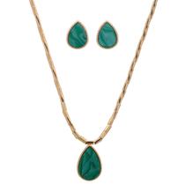 Conjunto Choker + Brinco Gota Verde Banhada a Ouro 18K Canutilho Conjunto Choker + Brinco Gota Verde Banhada a Ouro 18K Canutilho