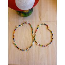 Conjunto Choker de Miçangas Mãe e Filha com fecho magnético.