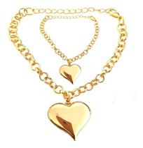 Conjunto Choker E Pulseira Elo Português Coração Folheado Conjunto Choker E Pulseira Elo Português Coração Folheado