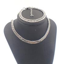 Conjunto Choker e Pulseira Feminino Grumet Duplo 5mm Largura em Aço Inox 35cm a 45cm pulseira regulavel com Extensor Conjunto Choker e Pulseira Feminino Grumet Duplo 5mm Largura em Aço Inox 35cm a 45cm pulseira regulavel com Extensor