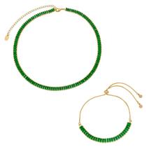 Conjunto choker riviera taylor e pulseira riveira zircônias esmeralda folheado a ouro 18k Conjunto choker riviera taylor e pulseira riveira zircônias esmeralda folheado a ouro 18k