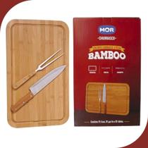 Conjunto Churrasco 3 Peças Bamboo Tábua Retangular Mor