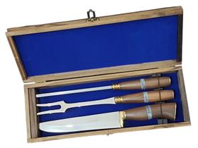 Conjunto Churrasco Elmo Faca Garfo Chaira Caixa Amadeirada 8 Pol Conjunto Churrasco Elmo Faca Garfo Chaira Caixa Amadeirada 8 Pol