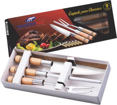 Conjunto Churrasco Faca Chaira Garfo Garfinhos Madefer Inox Conjunto Churrasco Faca Chaira Garfo Garfinhos Madefer Inox