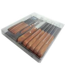 Conjunto Churrasco Garfo E Faca 12 Peças Madeira - Mor