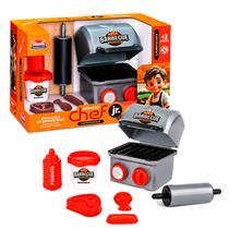 Conjunto Churrasco Infantil Com Grelha Som E Luz Rolo Pimenta E Moldes