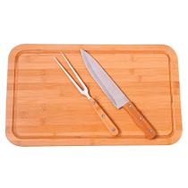 Conjunto Churrasco Mor Tábua Retangular 30x50cm Bamboo - 003359 Conjunto Churrasco Mor Tábua Retangular 30x50cm Bamboo - 003359