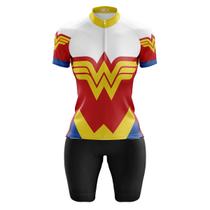 Conjunto Ciclismo Bermuda e Camisa Feminino Maravilha Forro em Espuma