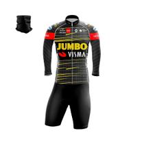 Conjunto Ciclismo Bermuda e Camisa Manga Longa GPX Sports Jumbo Visma Black Zíper Full