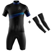 Conjunto Ciclismo bermuda e camisa masculina Mercedes Com Bolsos Uv 50+