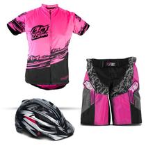 Conjunto Ciclismo Bike + Capacete Bike Troy Lee Cyclops A1 Rosa