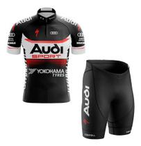 Conjunto Ciclismo Camisa Manga Curta e Bermuda Audi Esportiva Bike Uv Mtb