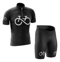 Conjunto Ciclismo Camisa Manga Curta e Bermuda Bike Forever Preta Bike Uv Mtb