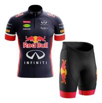 Conjunto Ciclismo Camisa Manga Curta e Bermuda Red Bull Bike Uv Mtb