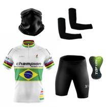 Conjunto Ciclismo Com Proteção Uv E Forro Em Gel Black