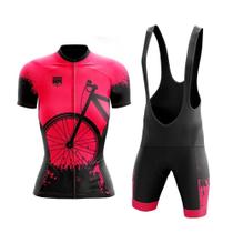 Conjunto Ciclismo Feminino Bretelle e Camisa Zíper Full GPX Bike Pink