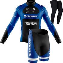 Conjunto Ciclismo Giant Mtb Camisa Manga Longa Bermuda Gel Pernito Uv