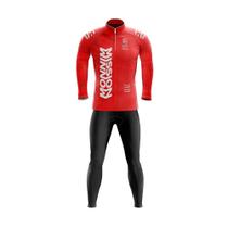 Conjunto Ciclismo Inverno Calça e Camisa Manga Longa Ferrari