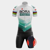 Conjunto Ciclismo Masculino Camisa Premium Manga Curta e Bermuda Espuma Bolsos Laterais Camiseta Manga Curta Bolsos Traseiros Ziper Total Proteção Uv