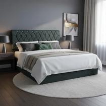 Conjunto Ciclo do Sono King 2,03x1,98x32cm. Colchão massageador magnético com base box e Cabeceira Roma Luxo