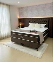 Conjunto Ciclo do Sono Premium Queen 1,58x1,98x0,32cm. Colchão Magnético massageador com Base Box e Cabeceira Roma Luxo