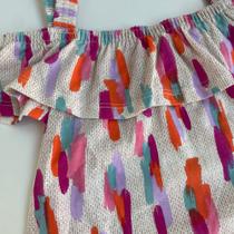 Conjunto Ciganinha e Short em Malha- Estampado Tamanho 8 Menina