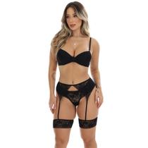 Conjunto Cinta Liga Com Bojo Fristyle Lingerie Renda Preta Conjunto Cinta Liga Com Bojo Fristyle Lingerie Renda Preta