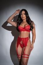 Conjunto cinta-liga Pecado Vermelho