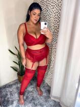 Conjunto cinta liga vermelho