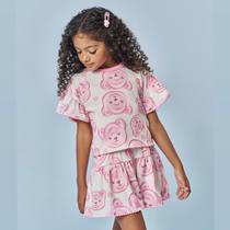 Conjunto Cinti Infantil Menina Blusa e Shorts Rosa Ursinhos Verão Moda Kids 12711 Conjunto Cinti Infantil Menina Blusa e Shorts Rosa Ursinhos Verão Moda Kids 12711
