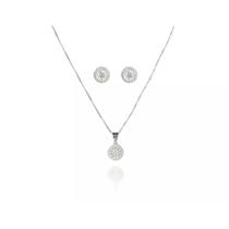 Conjunto Círculo Trabalhado com Zircônia em Prata 925